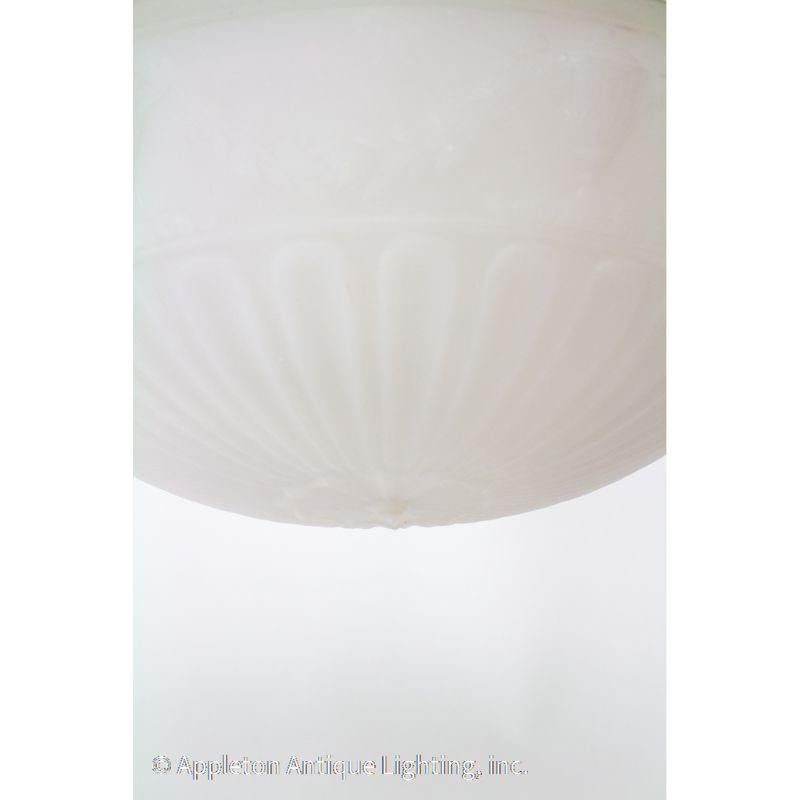 Neoclassical White Cast Glass Bowl Light In Good Condition For Sale In Canton, MA