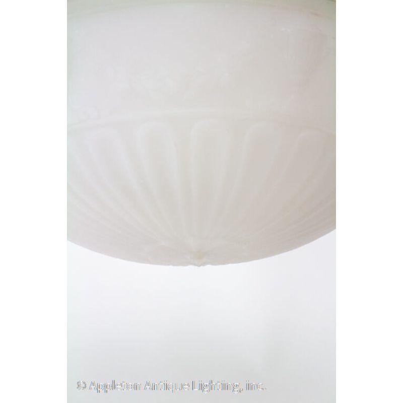 Brass Neoclassical White Cast Glass Bowl Light For Sale