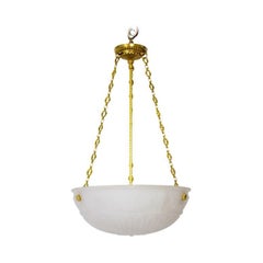 Lampada neoclassica a ciotola in vetro fuso bianco