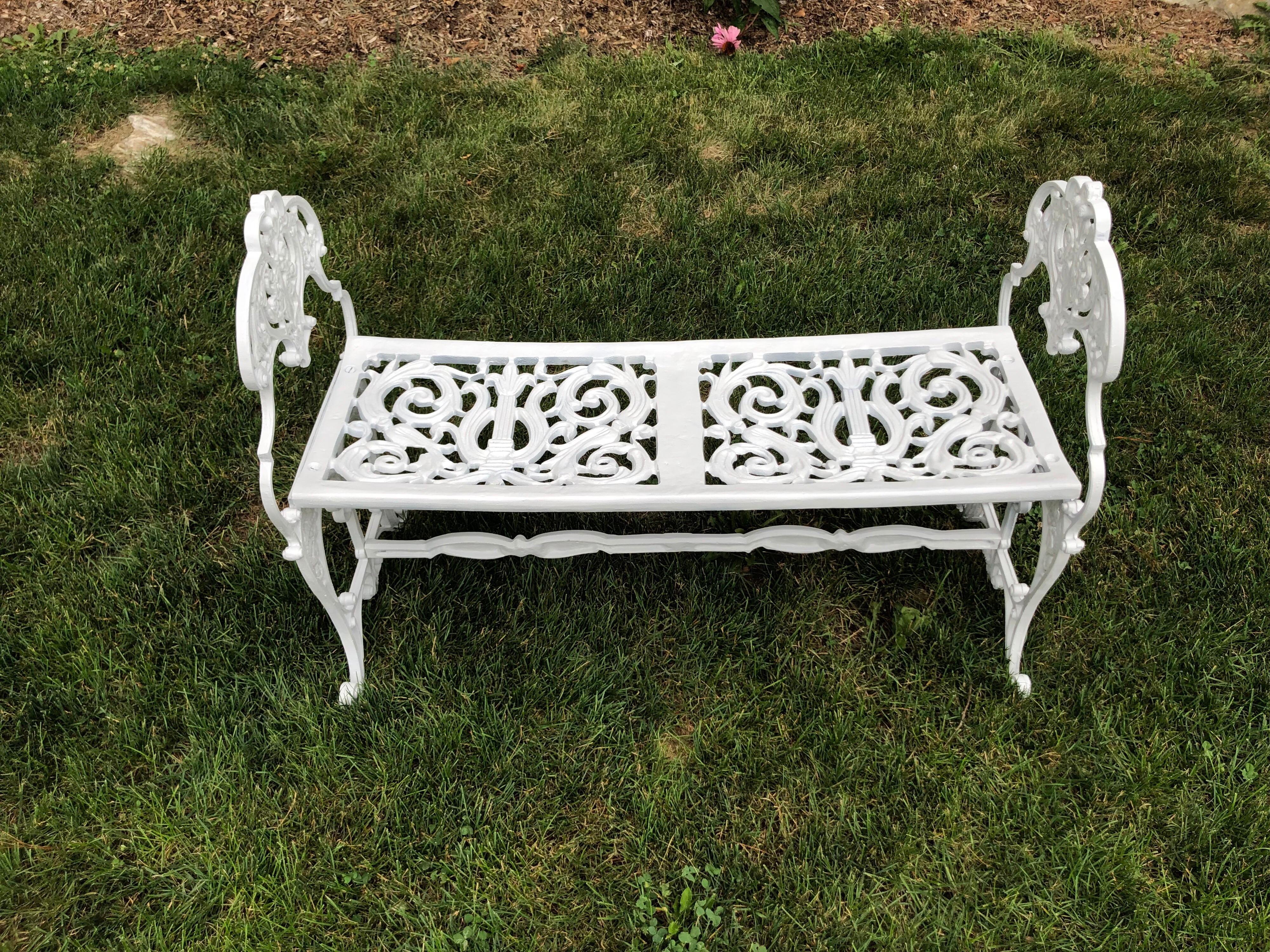 Cast Neoclassical White Garden Bench