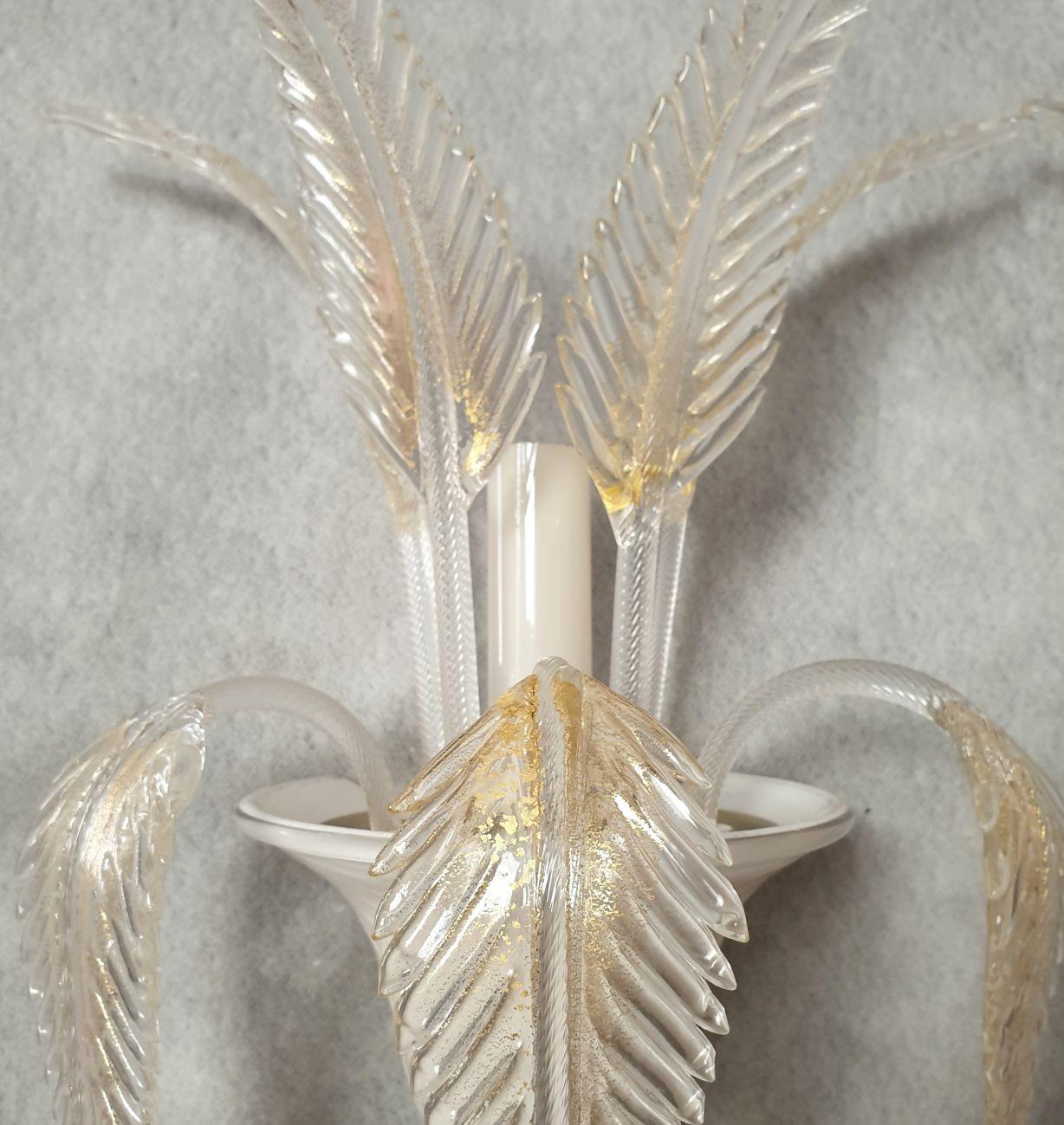 White-gold Murano glass sconces - a pair For Sale 2