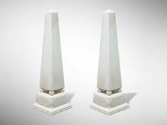 Neoclassical, White Marble, Obelisks on Pedestals, France, 1920s