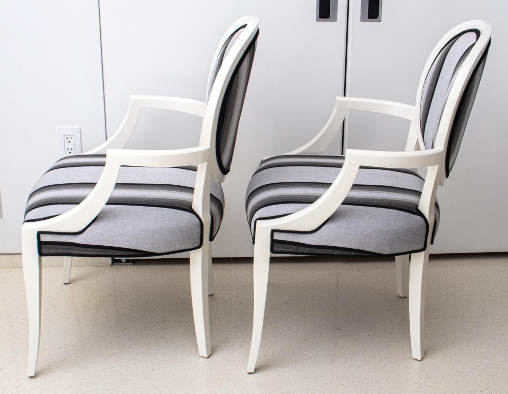 Contemporary Neoclassical White Painted Armchairs, Set of Four