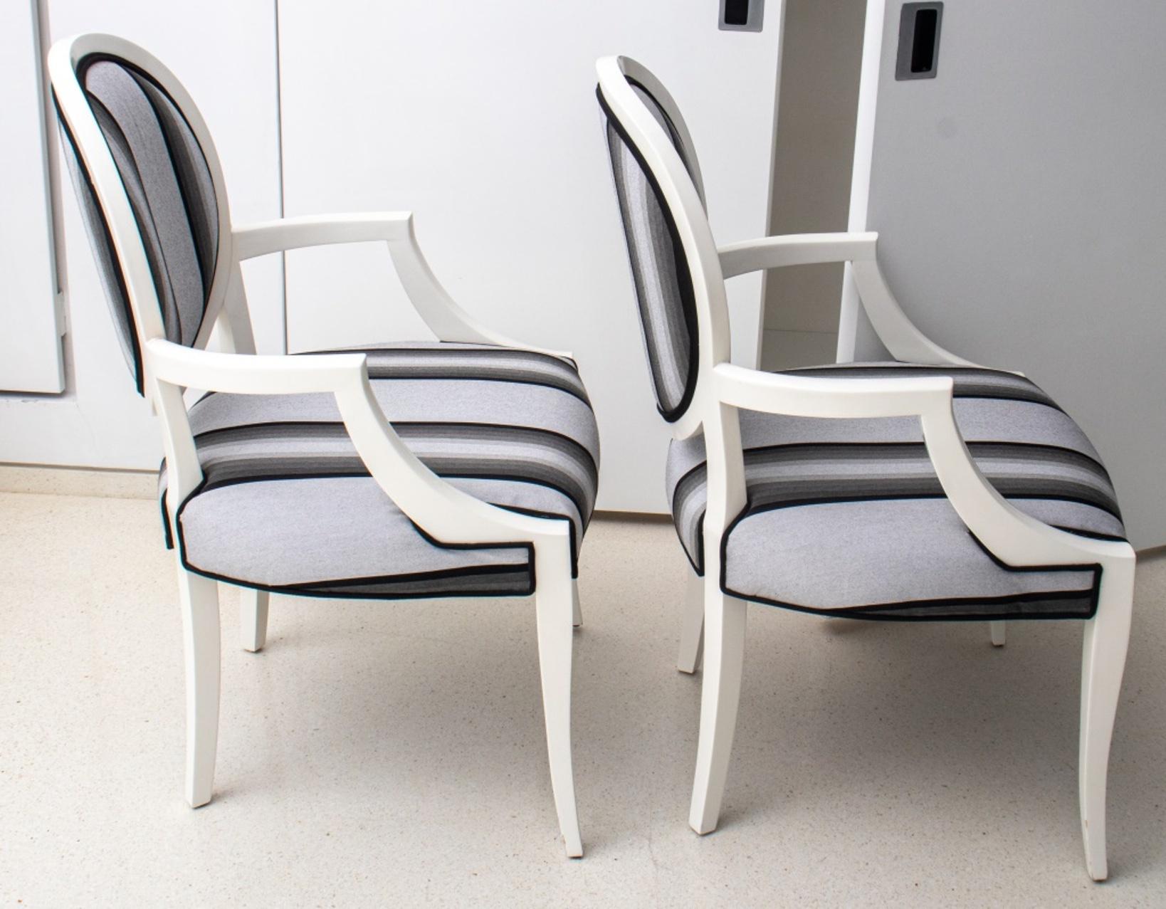 Neoclassical White Painted Armchairs, Set of Four 1
