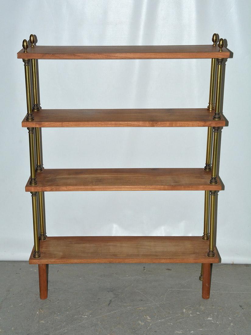 Neoclassical Revival Neoclassical Wood and Brass Shelving Unit