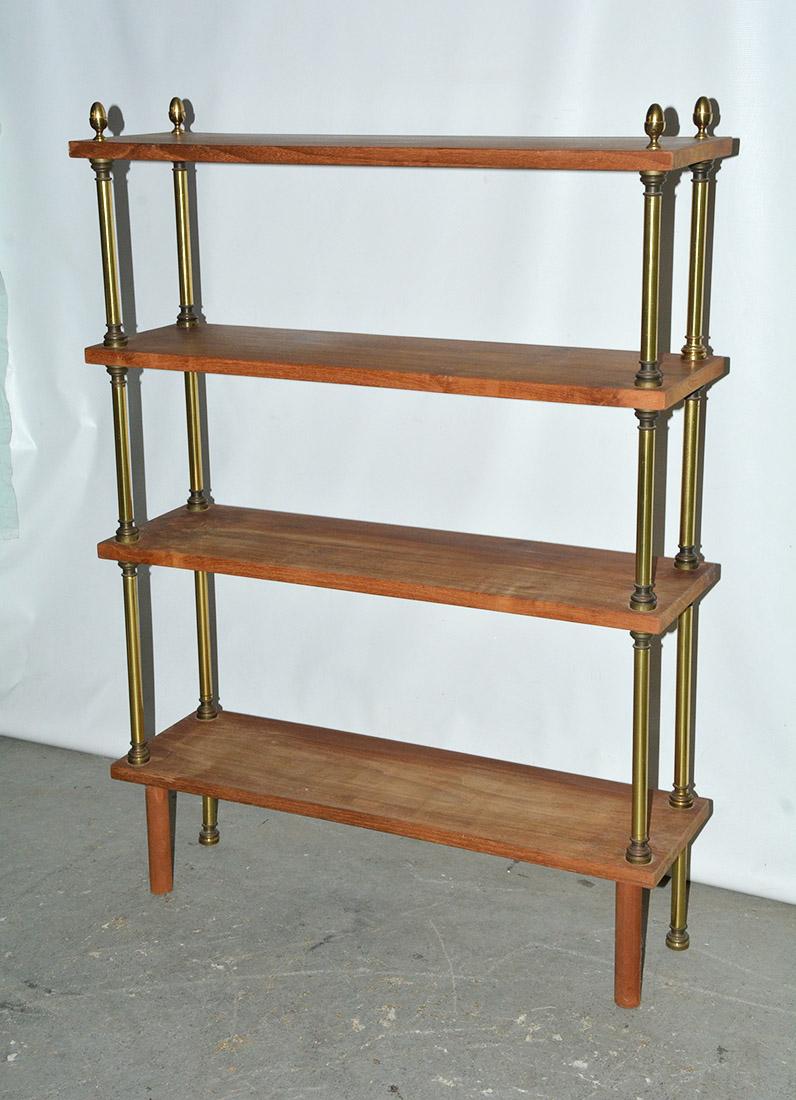 American Neoclassical Wood and Brass Shelving Unit