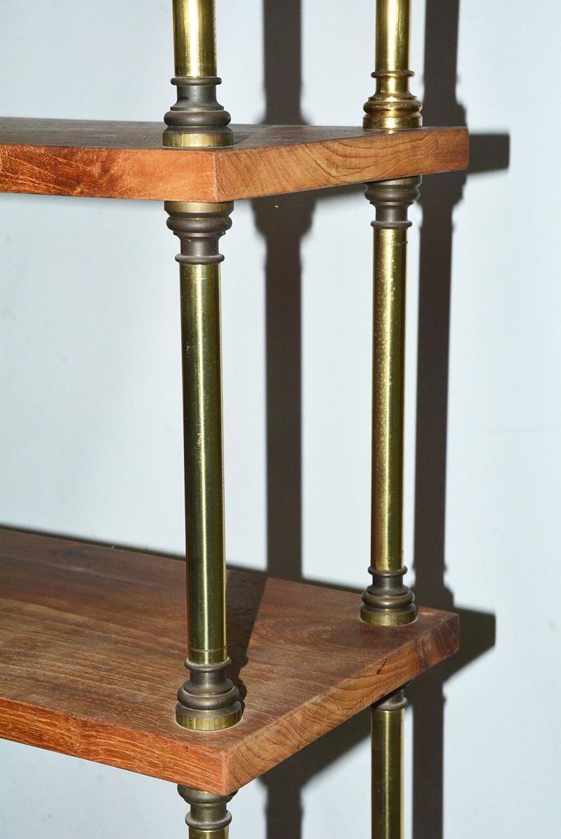 20th Century Neoclassical Wood and Brass Shelving Unit