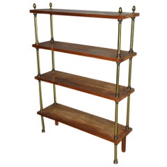 Neoclassical Wood and Brass Shelving Unit