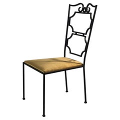 Neoclassical Wrought Iron Artist Chair, France 1980