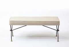 Banco neoclásico de hierro forjado y bronce, Francia Años 50