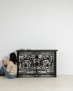 Neoclassical Wrought Iron Console With Belgian Bluestone