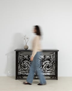 Neoclassical Wrought Iron Console With Belgian Bluestone