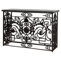 Neoclassical Wrought Iron Console With Belgian Bluestone
