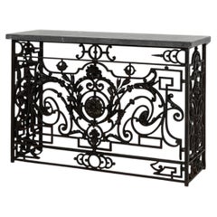 Neoclassical Wrought Iron Console With Belgian Bluestone