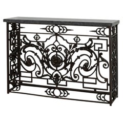 Neoclassical Wrought Iron Console With Belgian Bluestone