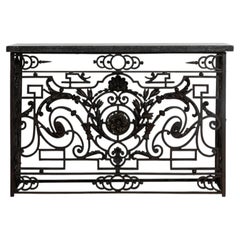 Neoclassical Wrought Iron Console With Belgian Bluestone
