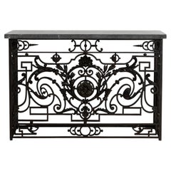 Neoclassical Wrought Iron Console With Belgian Bluestone