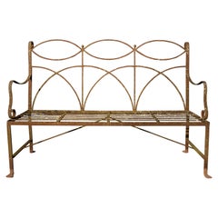Neoclassical Wrought Iron Garden Bench Four-Seat