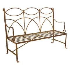 Neoclassical Wrought Iron Garden Bench Four-Seat