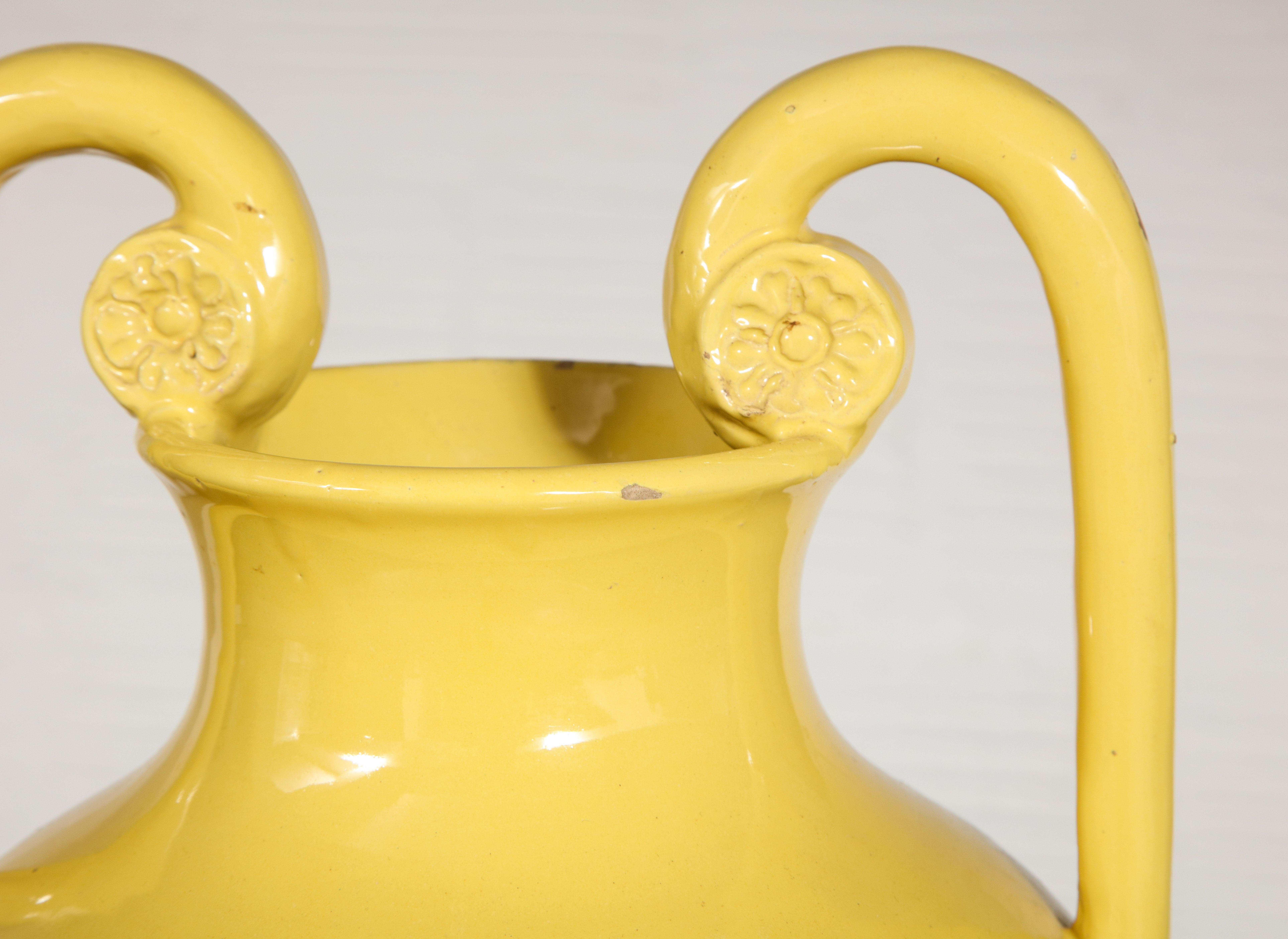 Neoclassical Yellow Ceramic Urn 4