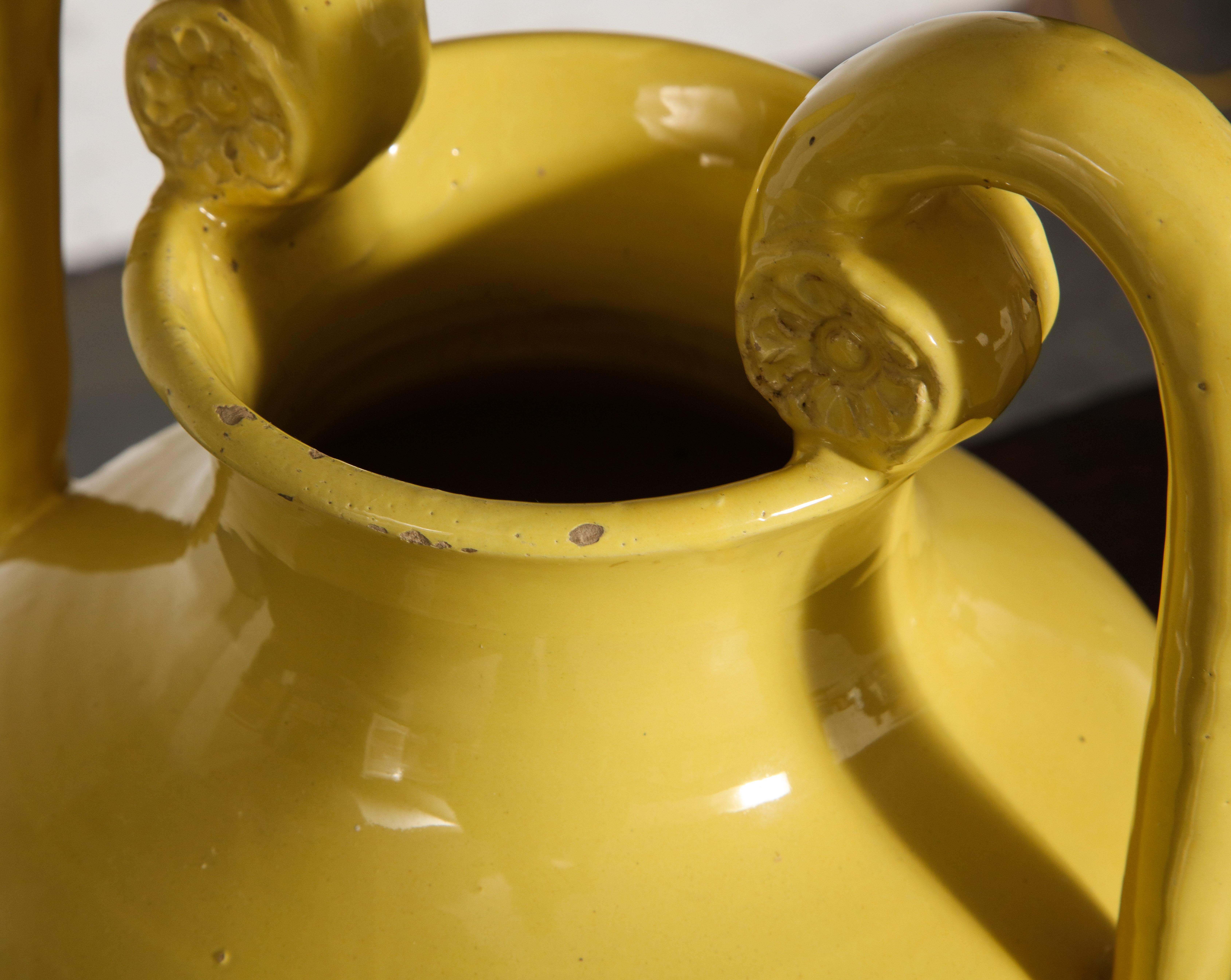 Neoclassical Yellow Ceramic Urn 5