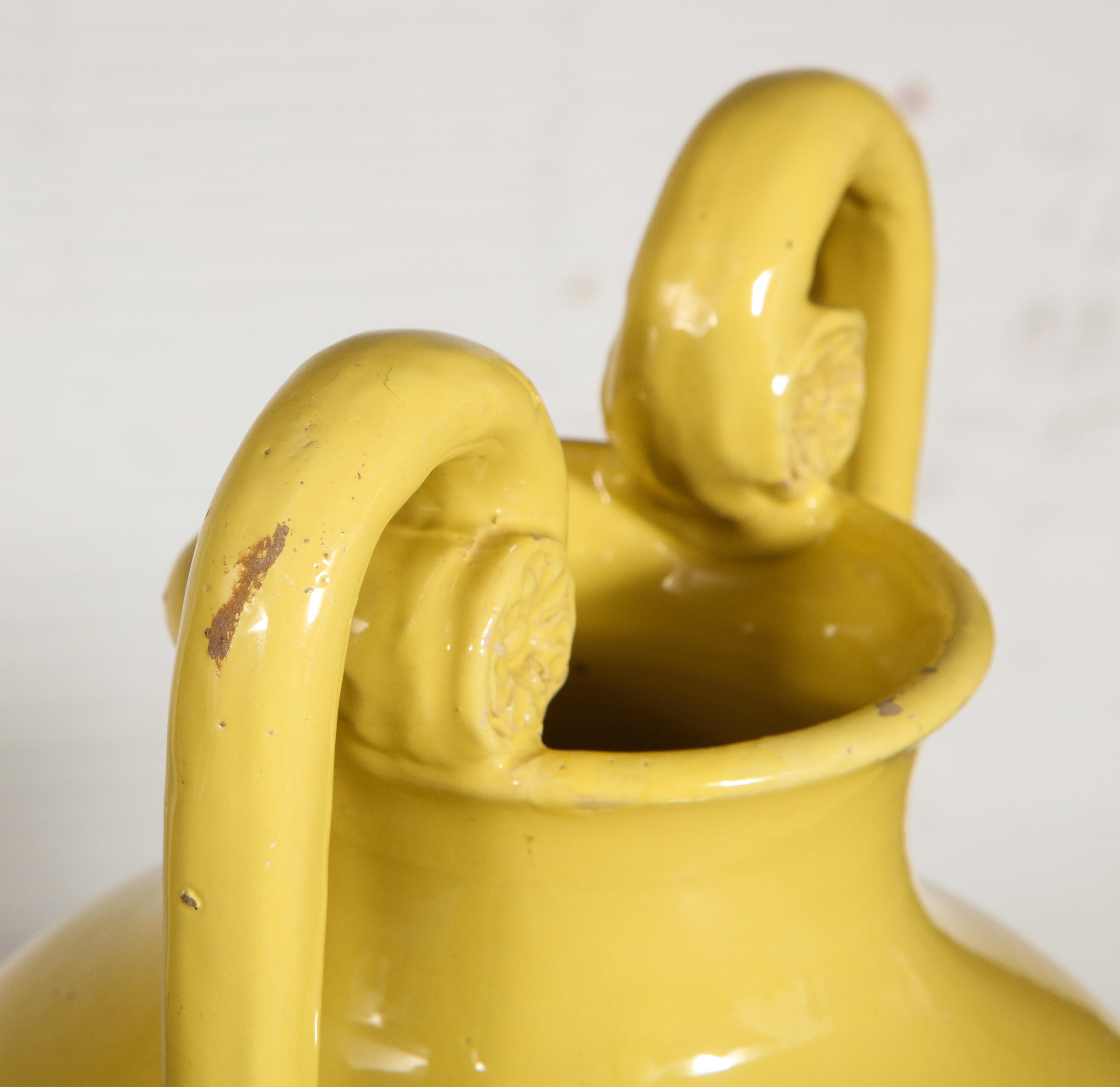 Neoclassical Yellow Ceramic Urn 6