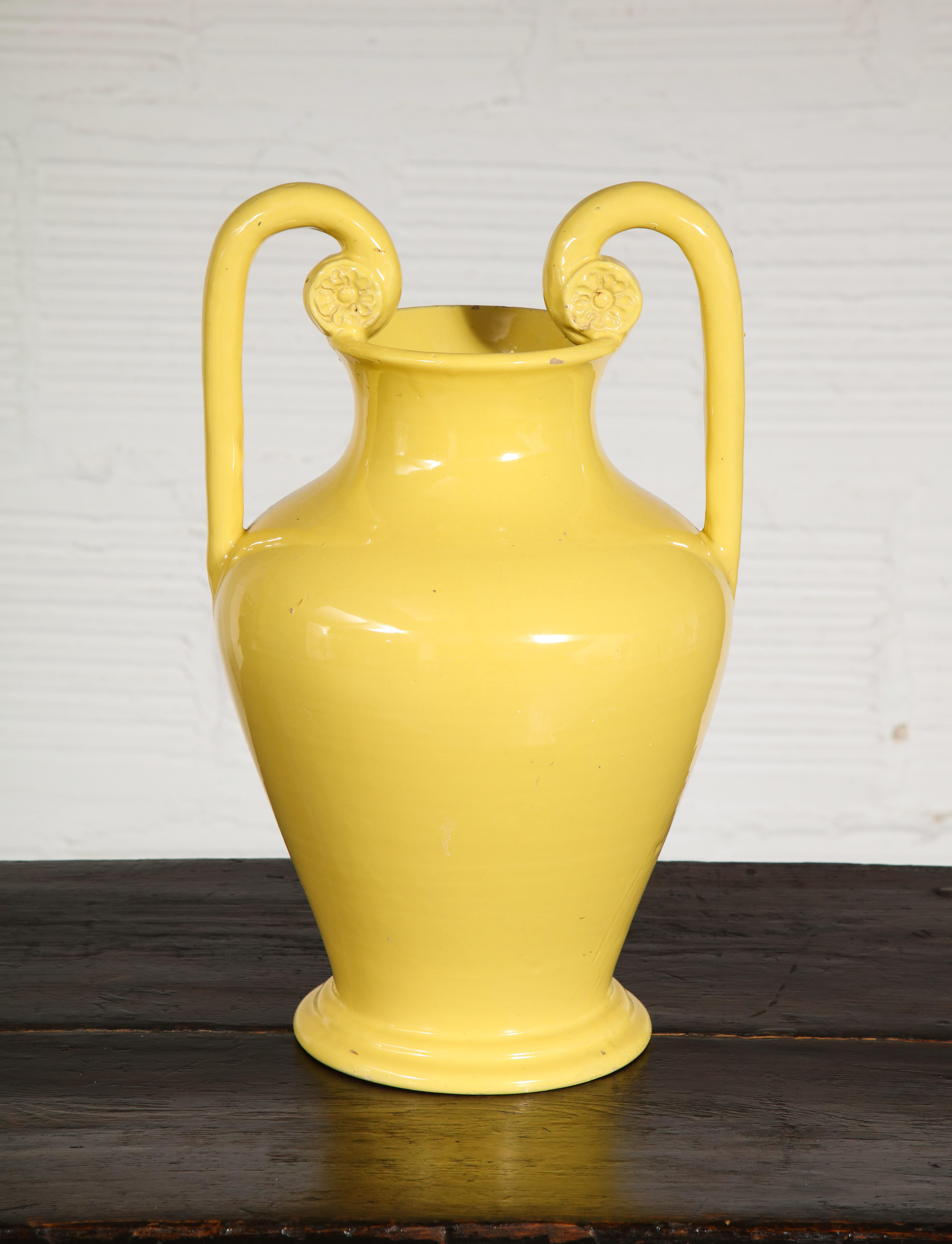 Neoclassical Yellow Ceramic Urn 3