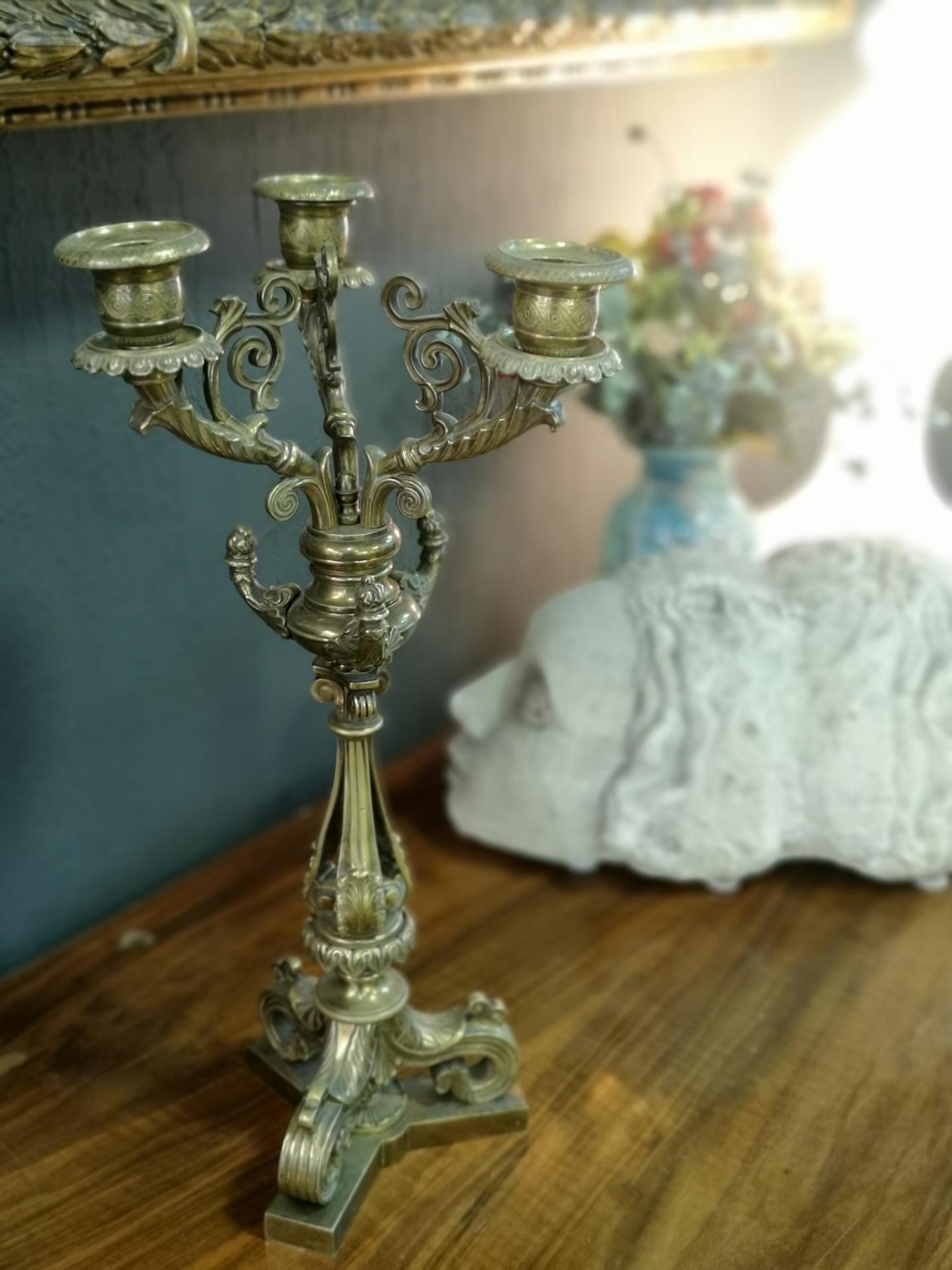 Neoclassicist Bronze Candelabra, End of the 19th Century 10