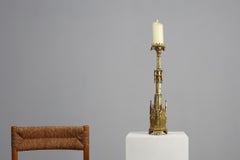 Neo‑Gothic Copper Church Candleholder Stamped “LL A Paris”, France ca. 1880