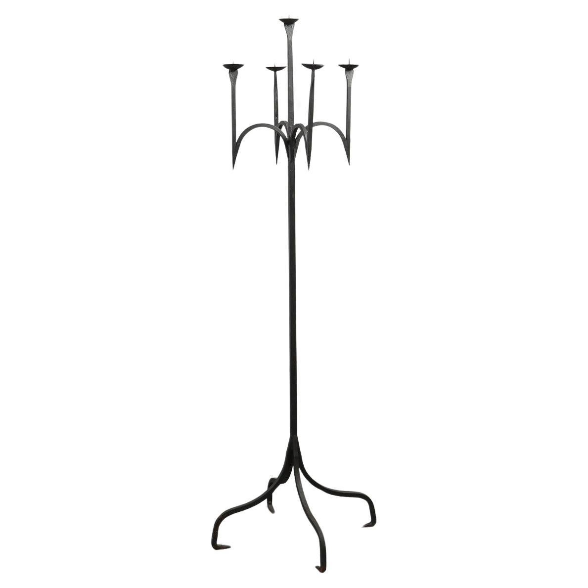 Neo‑Gothic Wrought‑Iron Candelabrum, France 19th Century For Sale