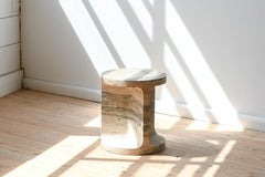 Neolith Stool and Side Table in Silver Travertine by Jeff Martin Joinery
