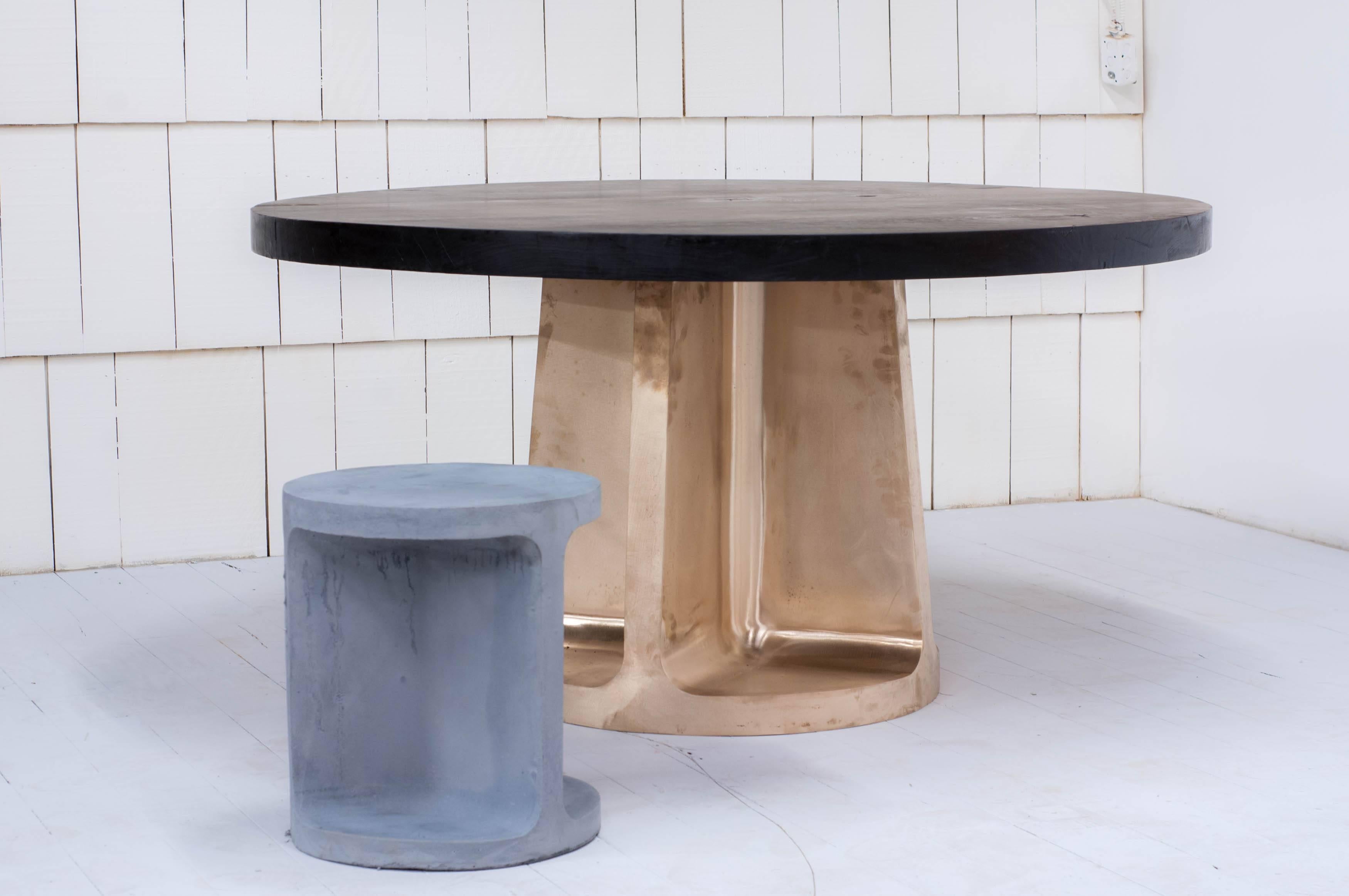 Canadian Neolith Table in Cast Bronze and Charred Maple