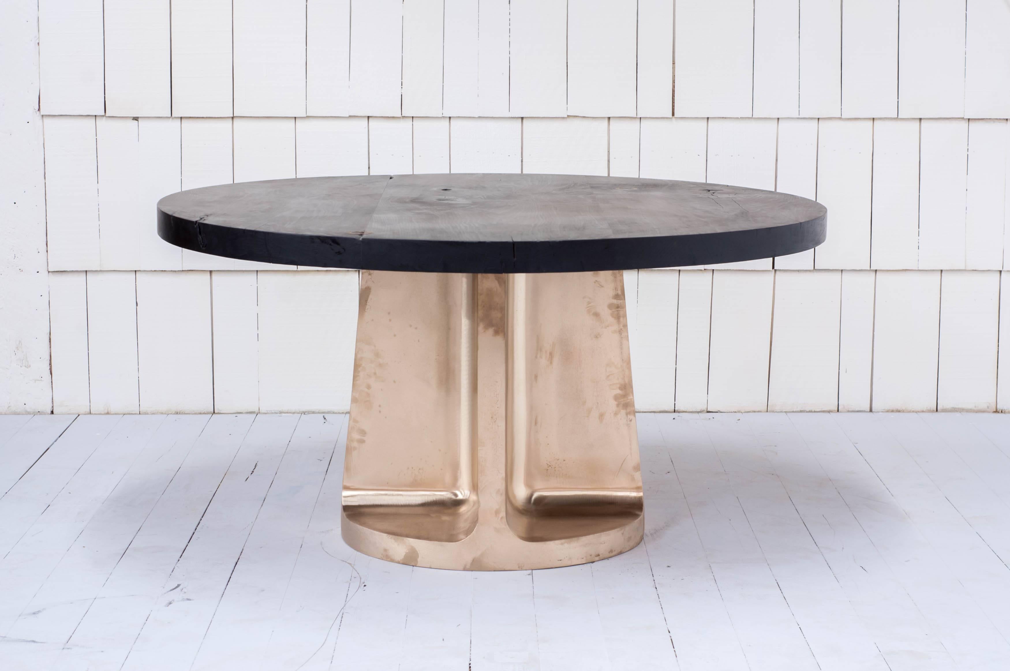 Neolith Table in Cast Bronze and Charred Maple In New Condition In Vancouver, BC