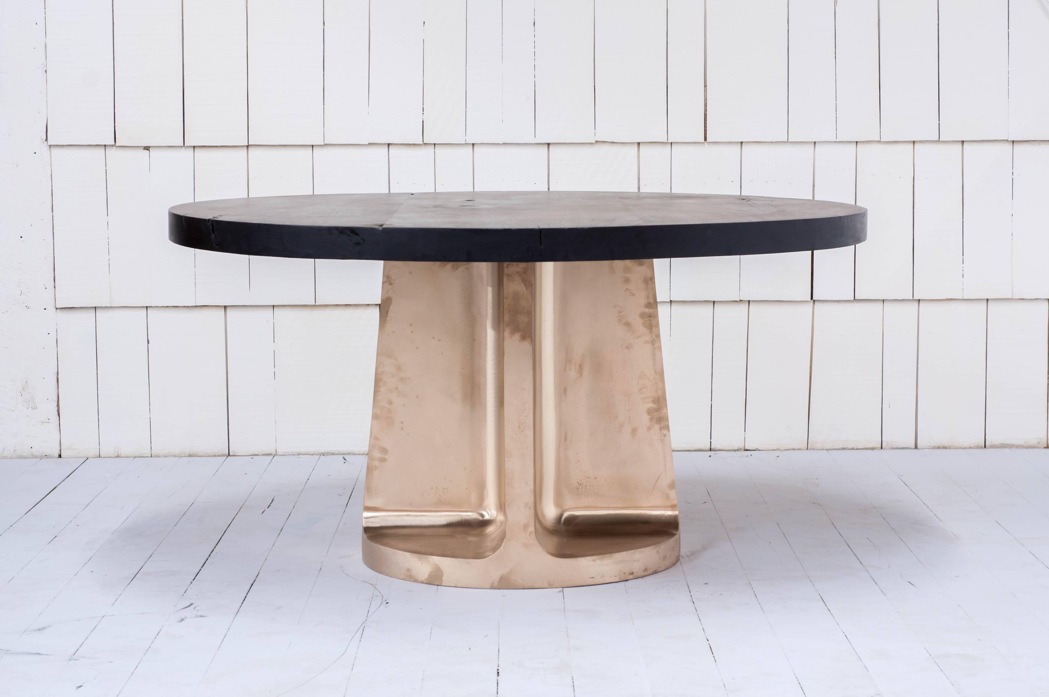 Contemporary Neolith Table in Cast Bronze and Charred Maple