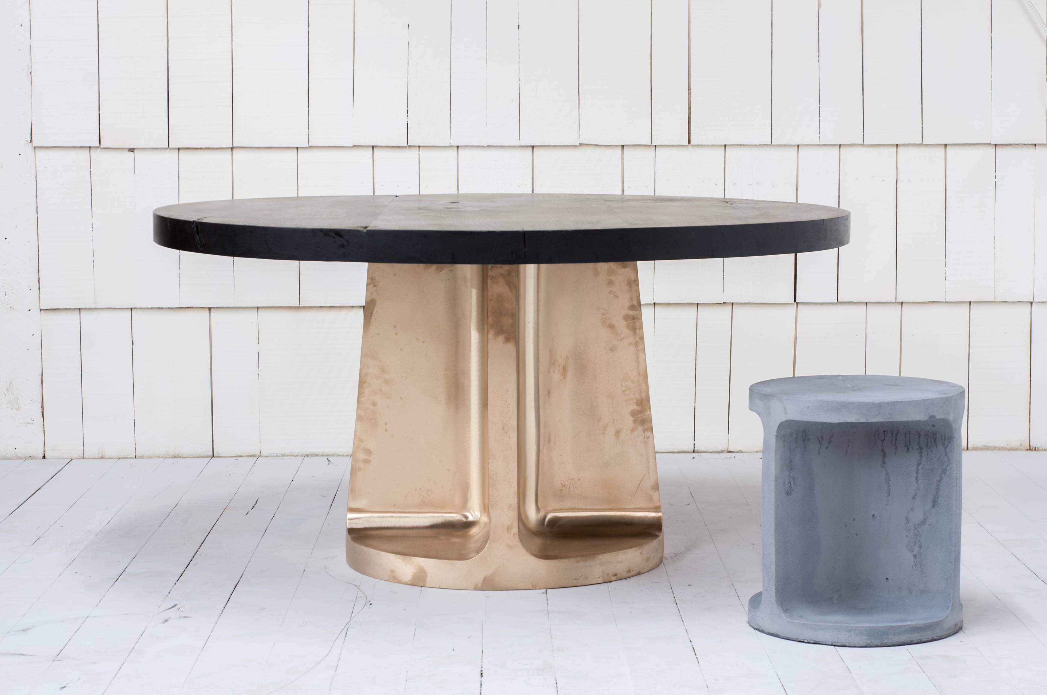 Neolith Table in Cast Bronze and Charred Maple 1