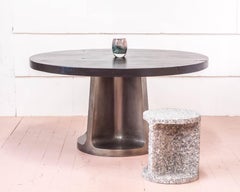 Neolith Table in Charred Maple and Silver Plated Bronze