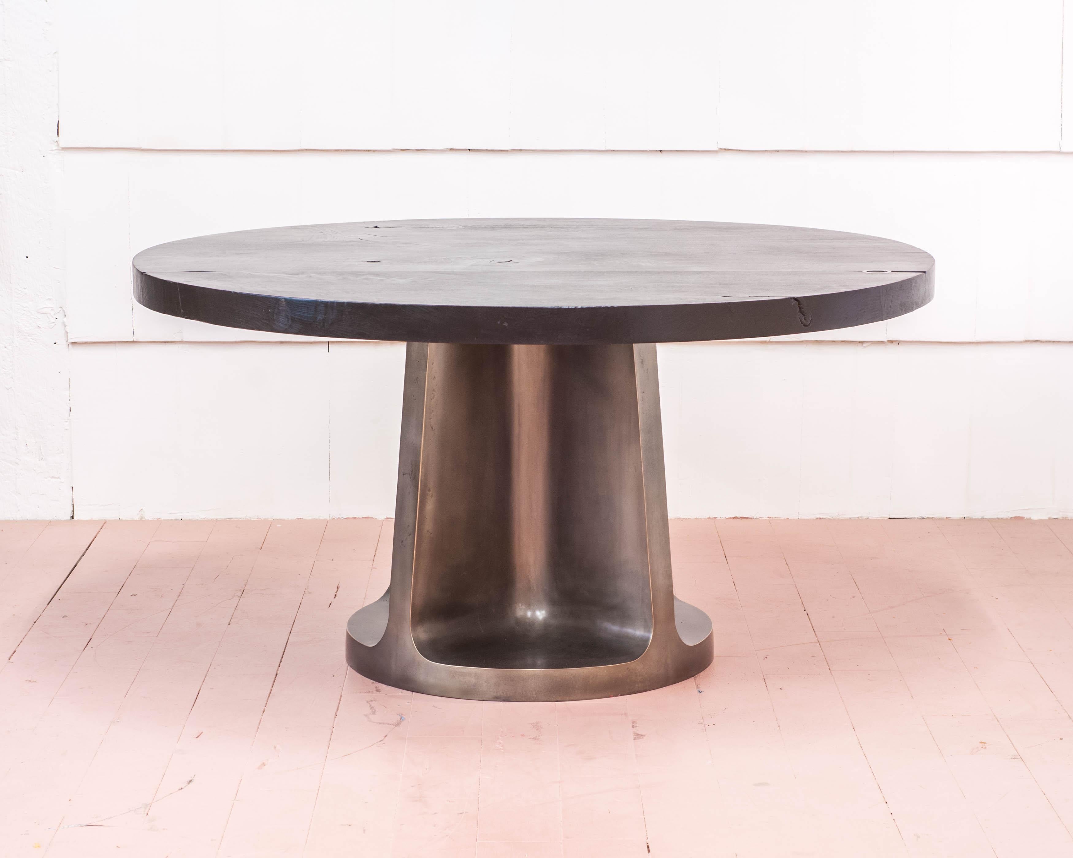 Neolith Table in Charred Maple and Silver Plated Bronze In New Condition In Vancouver, BC