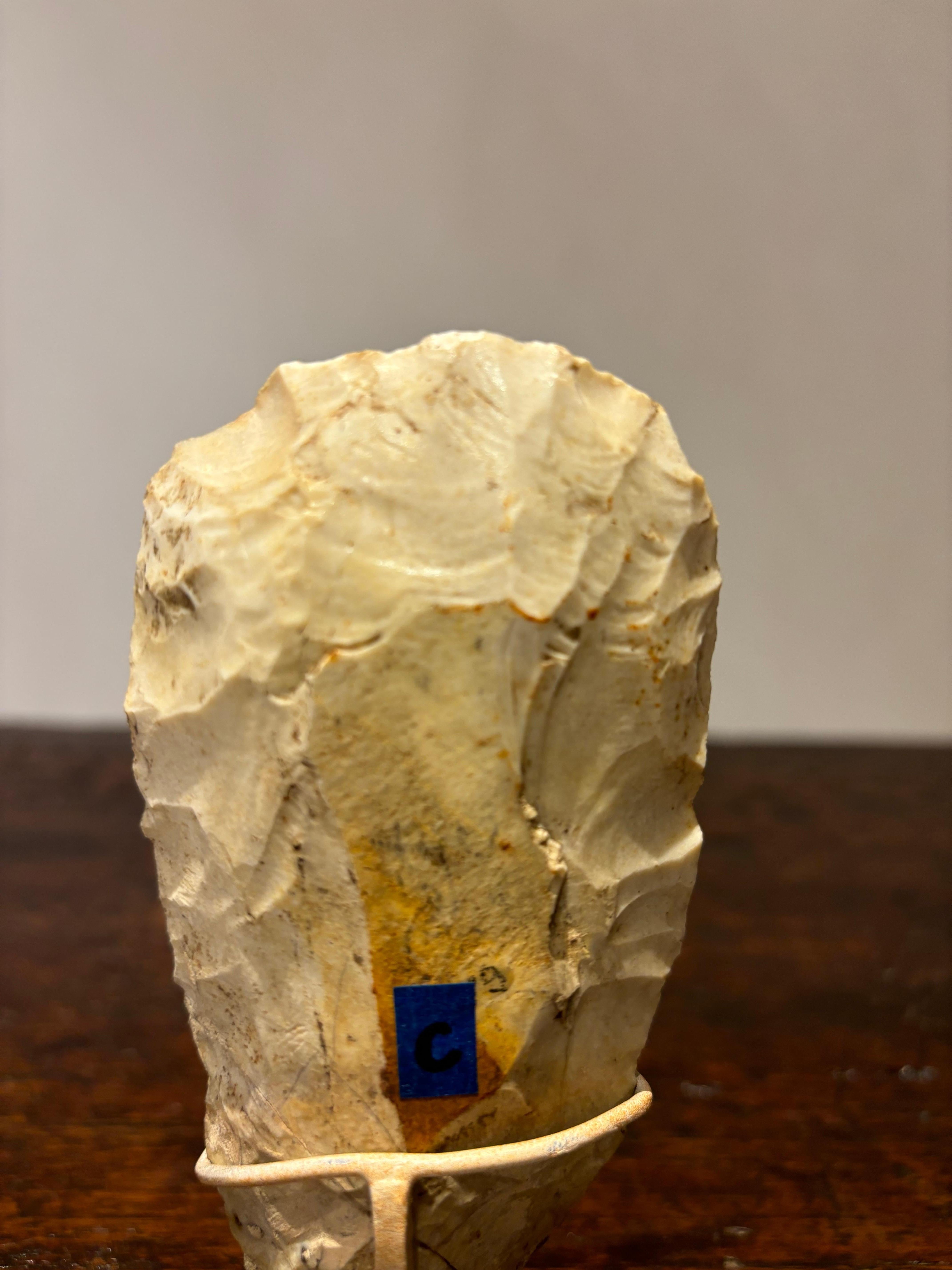 Neolithic Flint Axe Head Mounted On A Steel Base, Great Britain 4400-2200 BC 2