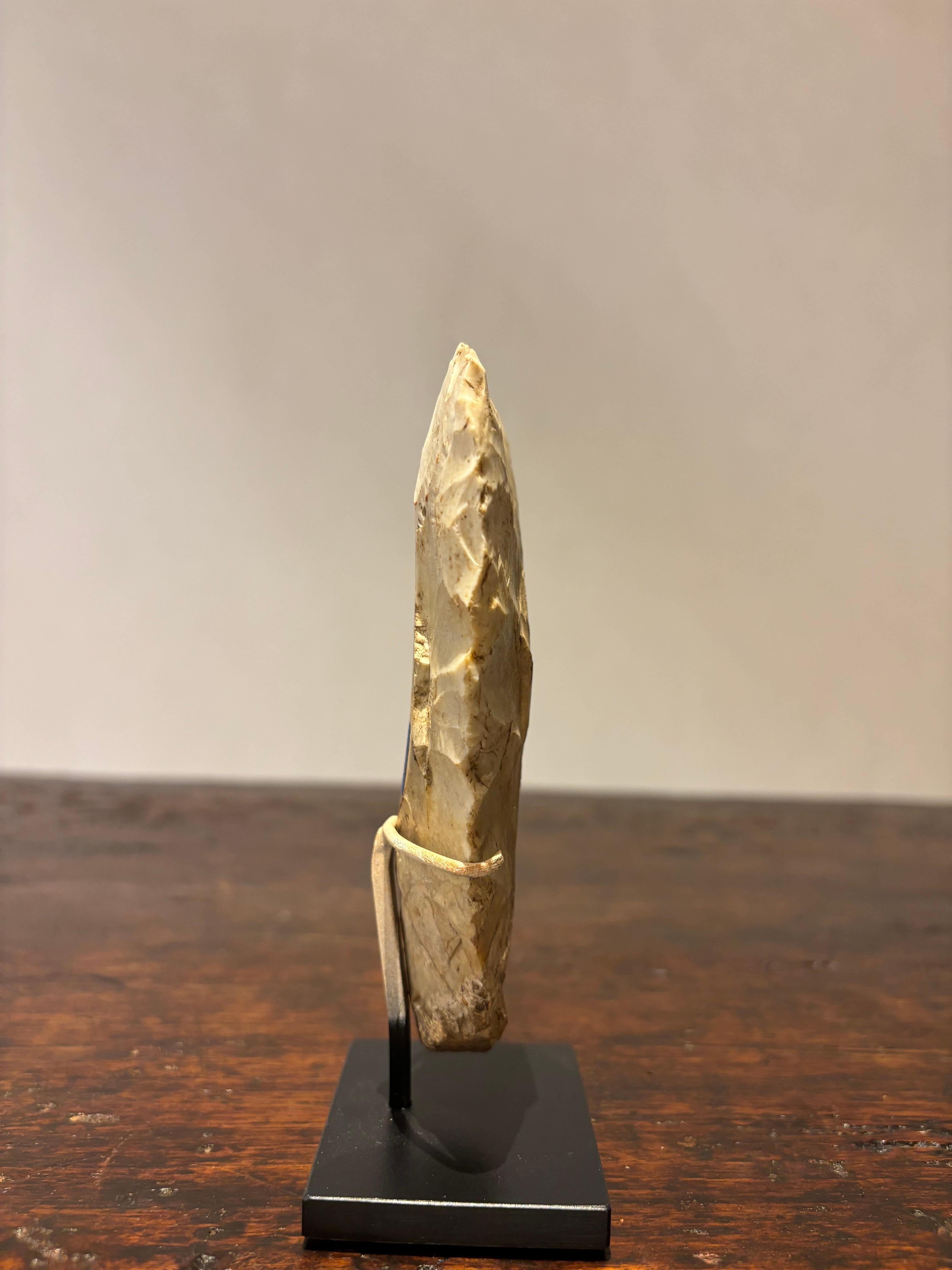 Neolithic Flint Axe Head Mounted On A Steel Base, Great Britain 4400-2200 BC 4