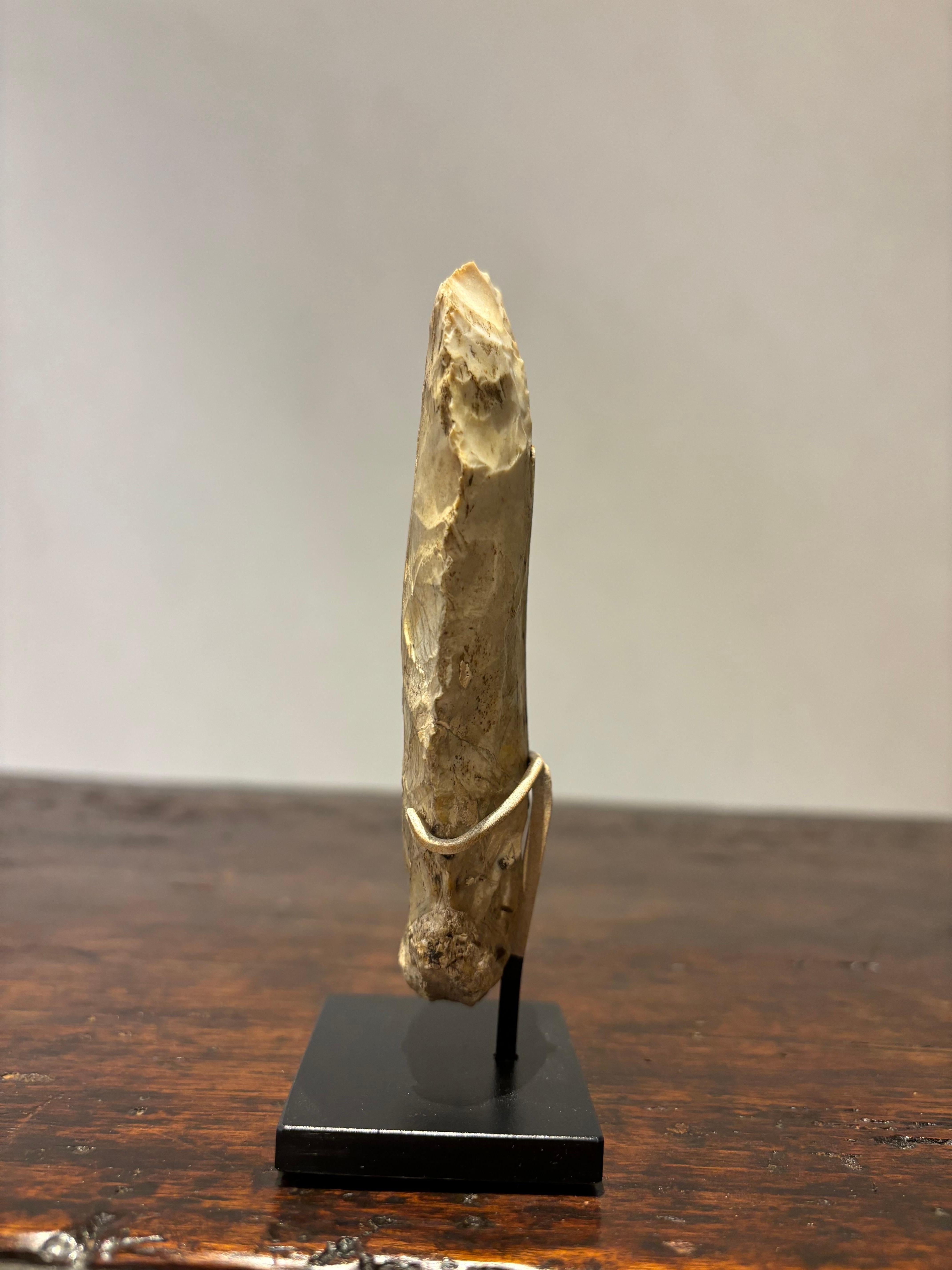 Neolithic Flint Axe Head Mounted On A Steel Base, Great Britain 4400-2200 BC 5