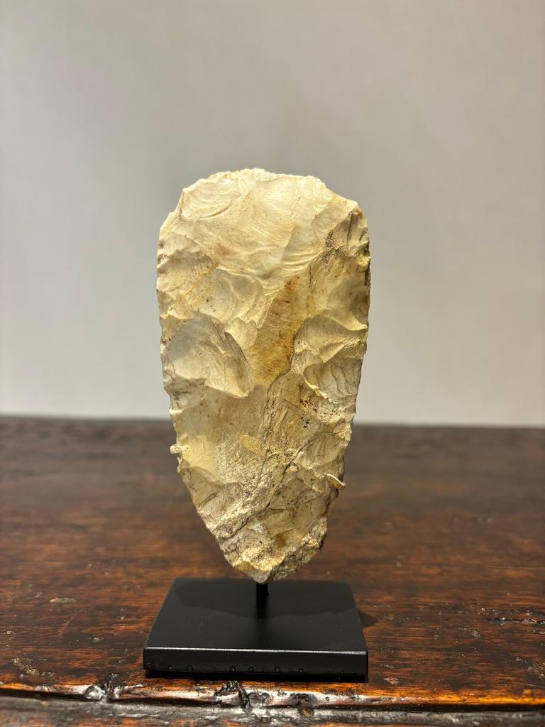 Primitive Neolithic Flint Axe Head Mounted On A Steel Base, Great Britain 4400-2200 BC