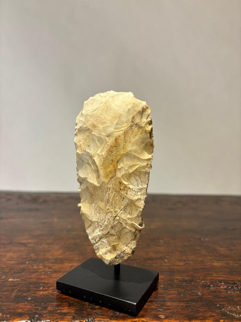 English Neolithic Flint Axe Head Mounted On A Steel Base, Great Britain 4400-2200 BC