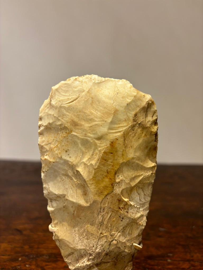 Neolithic Flint Axe Head Mounted On A Steel Base, Great Britain 4400-2200 BC In Good Condition In Stamford, CT