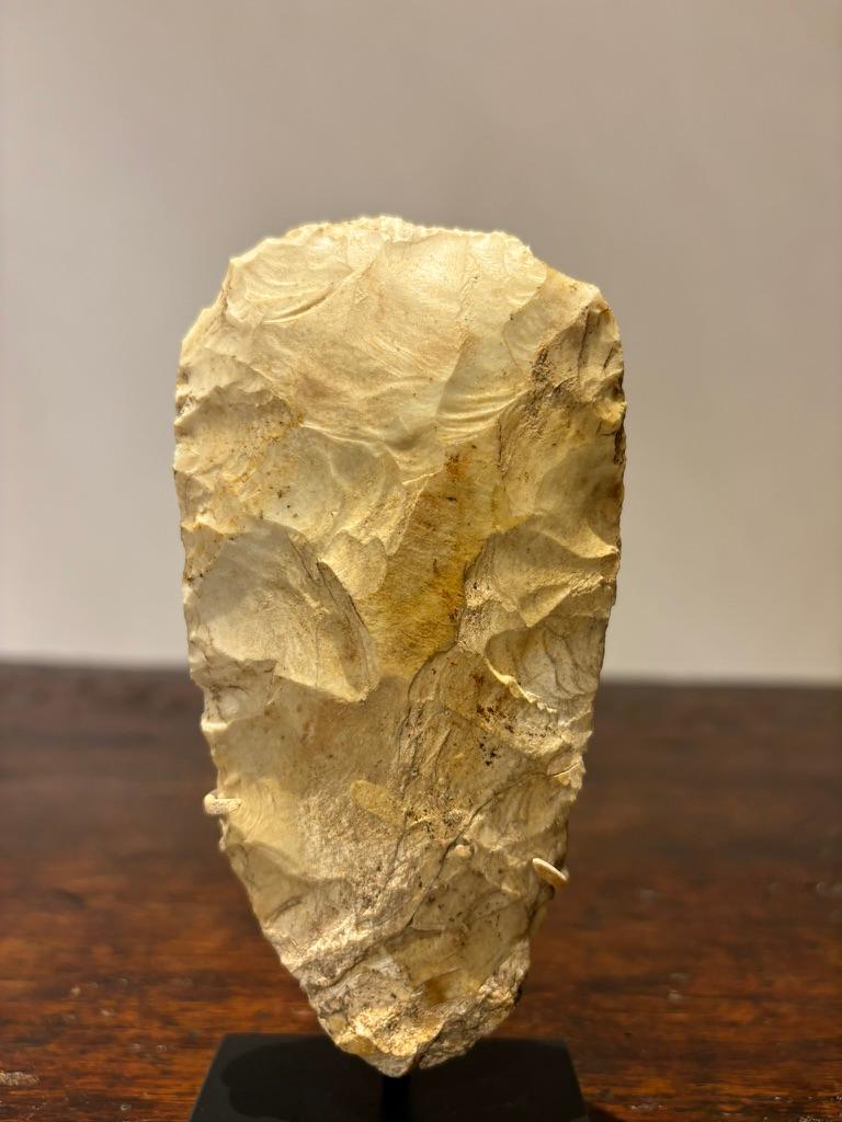 18th Century and Earlier Neolithic Flint Axe Head Mounted On A Steel Base, Great Britain 4400-2200 BC