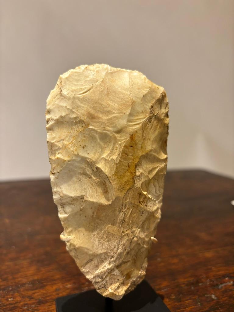 Neolithic Flint Axe Head Mounted On A Steel Base, Great Britain 4400-2200 BC 1