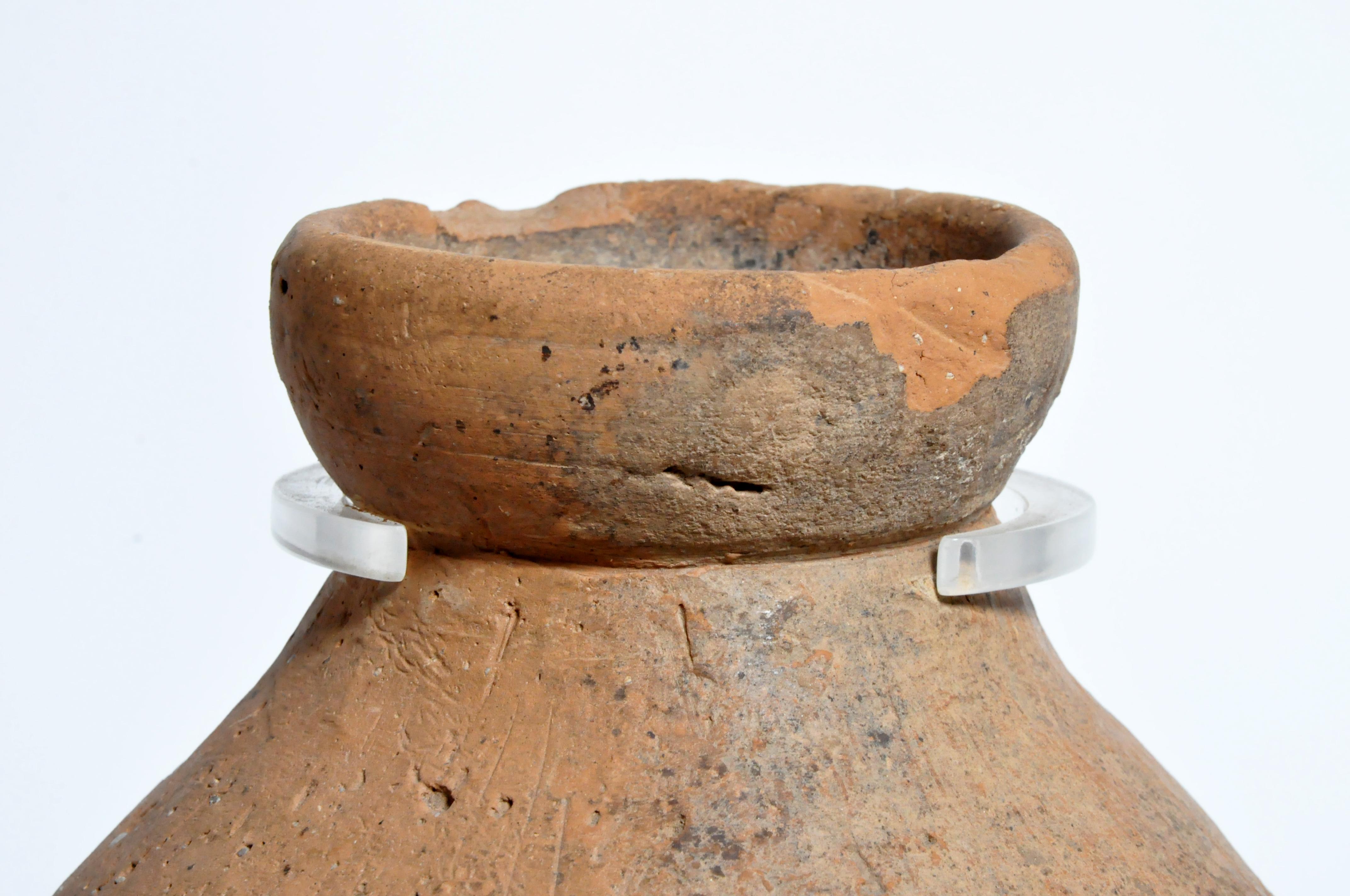 Terracotta Neolithic Jar on Stand For Sale