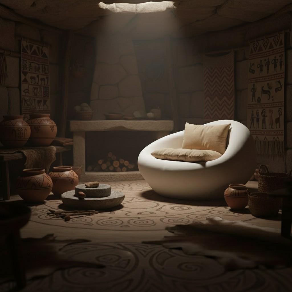 Europeo Set di sedie da salotto a conchiglia per esterni in stile neolitico con finitura in gesso sabbioso in vendita