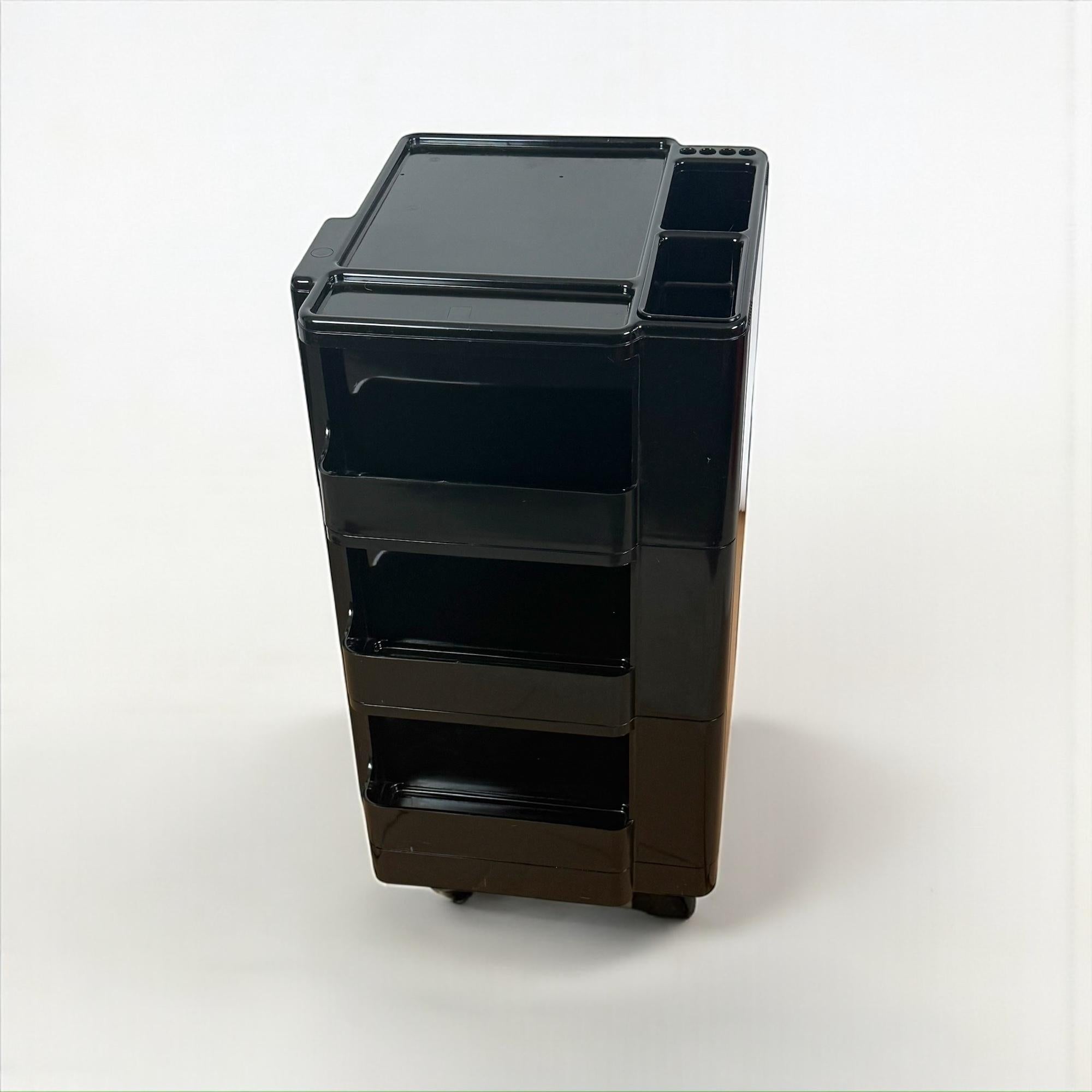 Neolt Superstile Organiser Trolley Tall Glossy Black ABS Italy 1970s Design Icon For Sale 3
