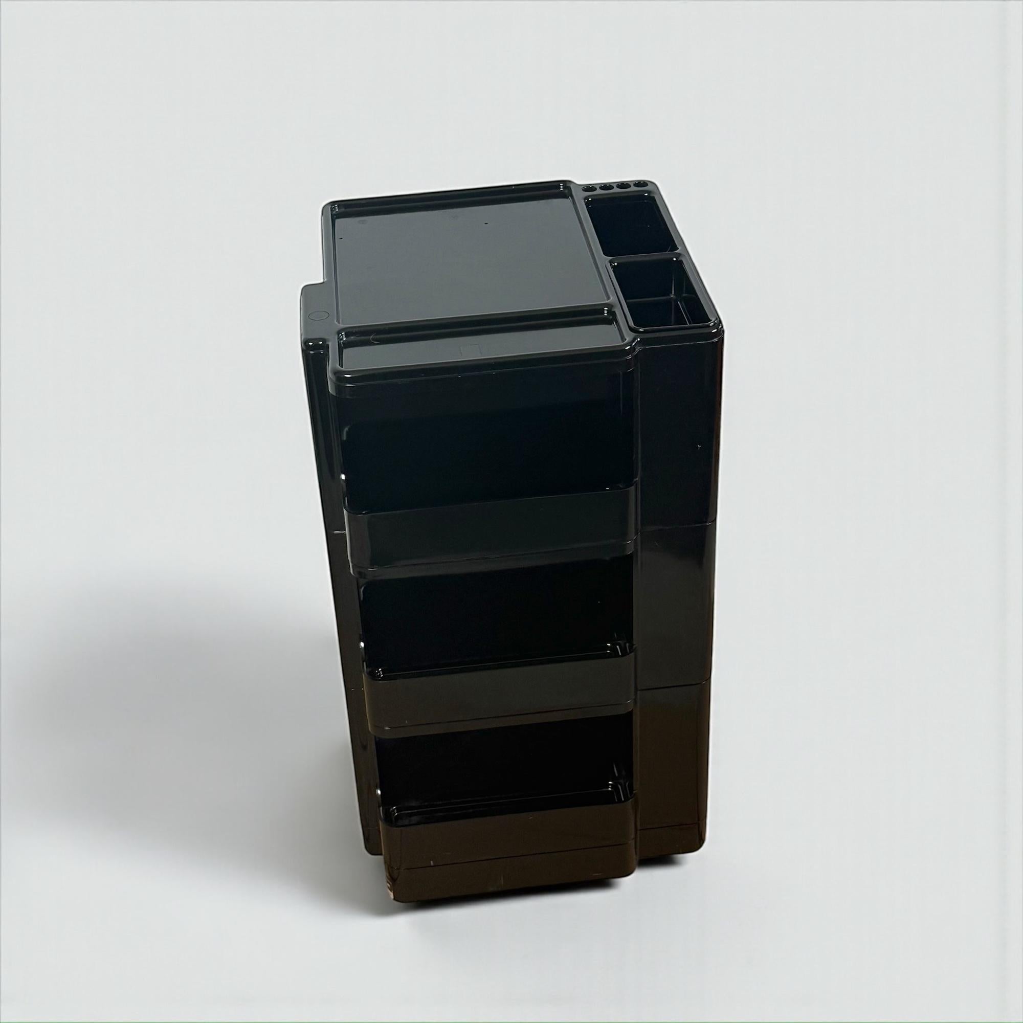 Neolt Superstile Organiser Trolley Tall Glossy Black ABS Italy 1970s Design Icon For Sale 4