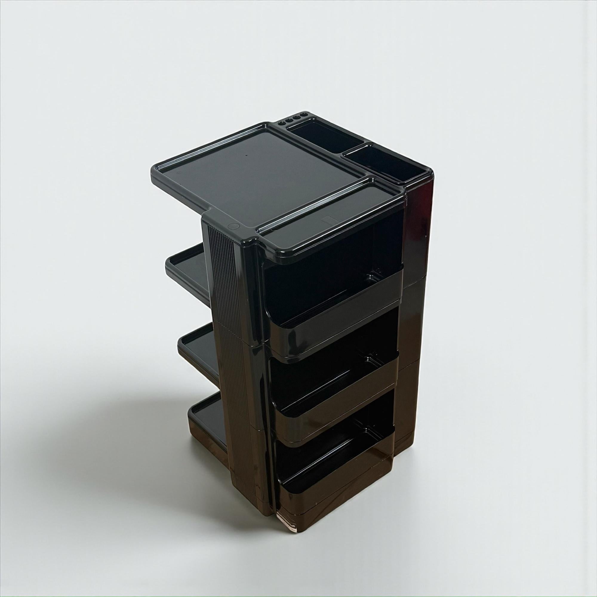 Neolt Superstile Organiser Trolley Tall Glossy Black ABS Italy 1970s Design Icon For Sale 5